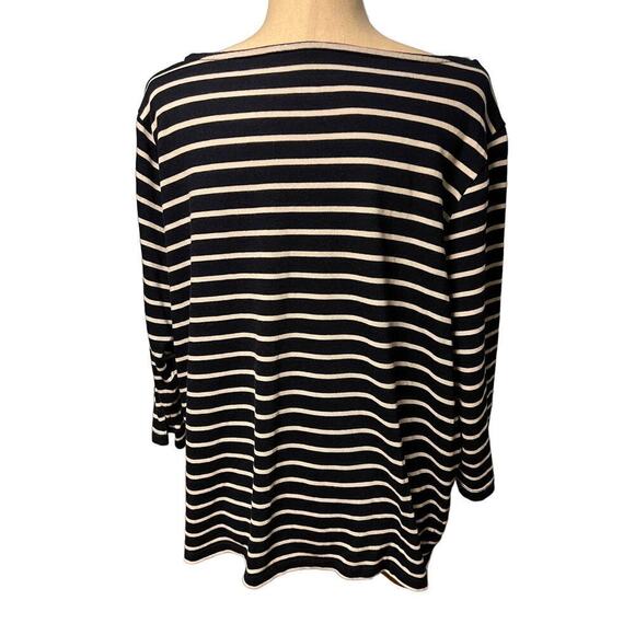 Talbots Nautical Sweater Tunic. Scoop Neck, Striped, 3/4 Sleeve, Navy/White, 2X - Picture 3 of 8